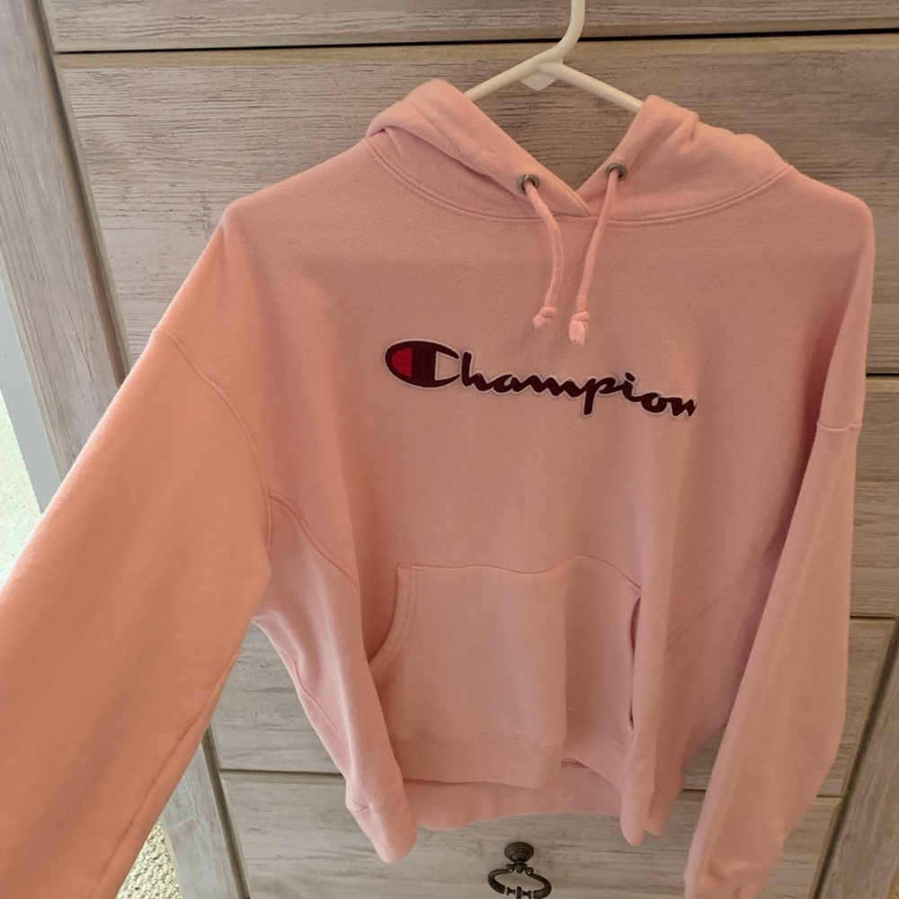 pink champion hoodie